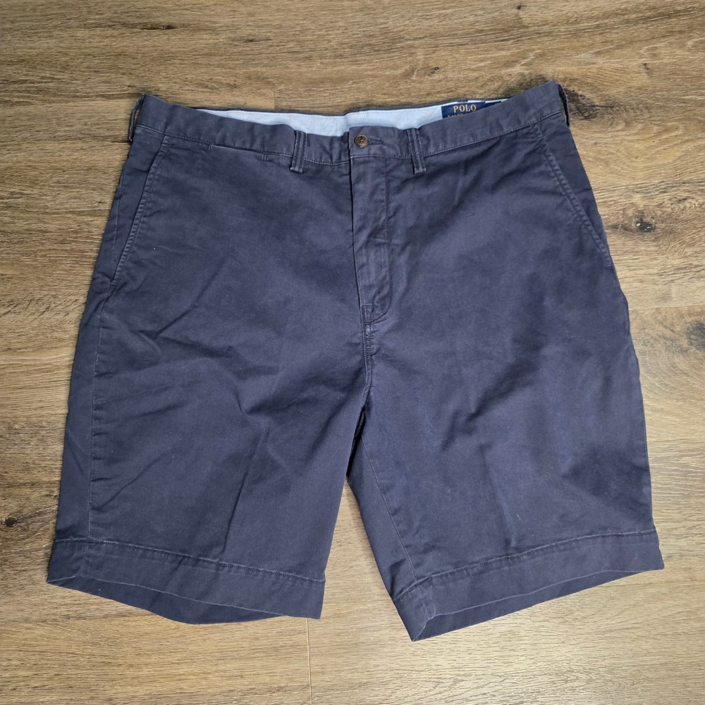 Polo Ralph Lauren Mens Navy Blue Stretch Classic‎ Fit Chino Shorts Size 38